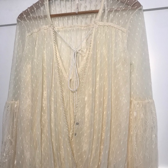 ✨LIKE NEW✨ Free People Sheer Lace Flowy Blouse - Picture 3 of 12